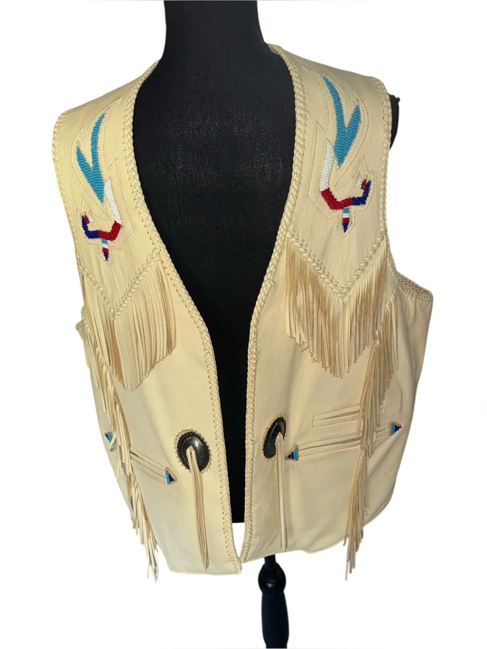 Arturo by Chambers genuine Leather Vest Southwestern/Native American Motif